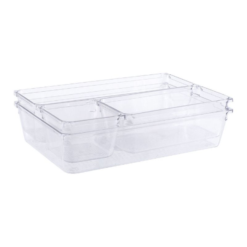 Sollbry Schubladen-aufbewahrungsbox, Große Kunststoffschale Für Besteck Und Zubehör, Transparent, 4-teiliges Set