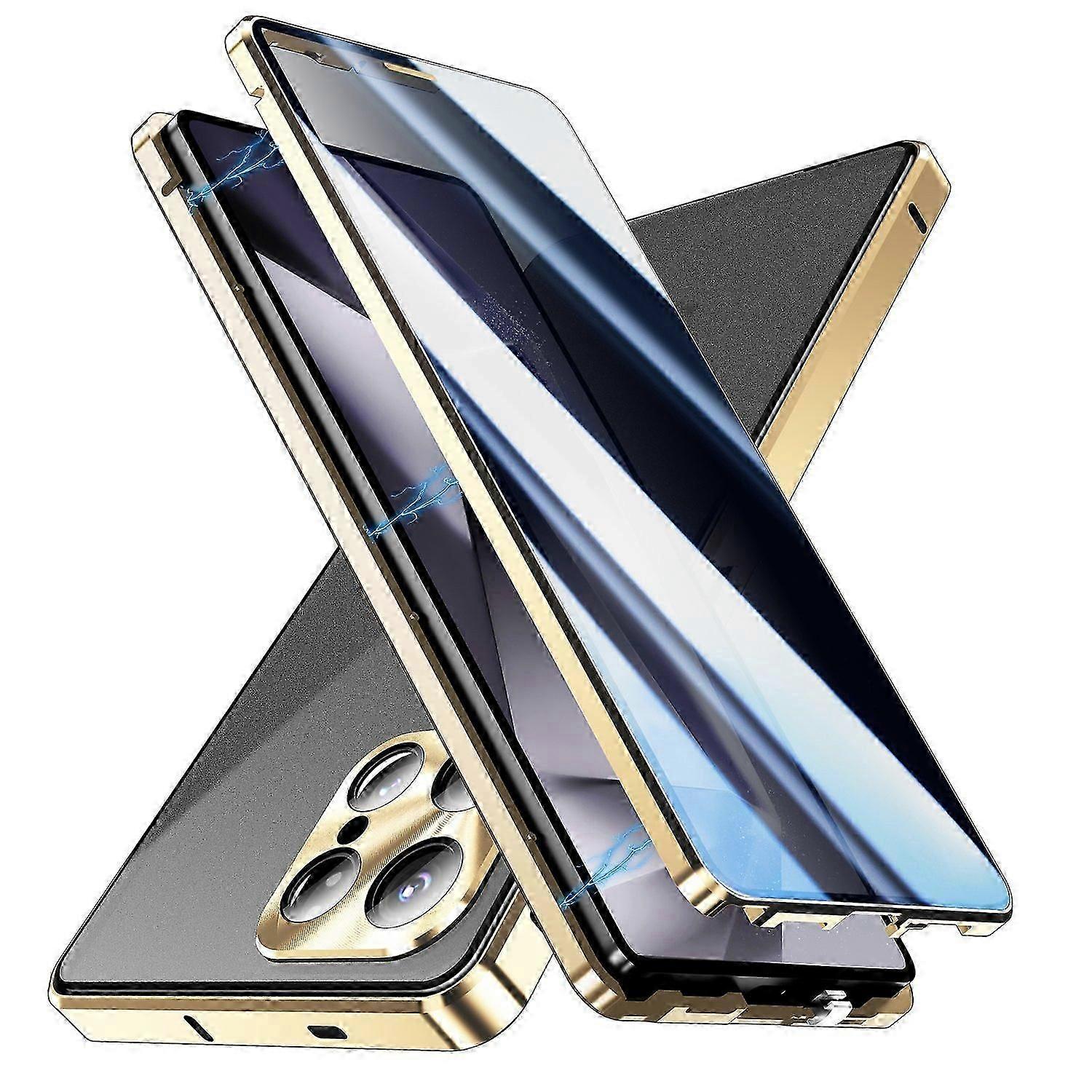 Samsung Galaxy S25 Ultra Schutzhülle, Doppelseitiges, Magnetisches Anti-spionage-schutzglas (gold)