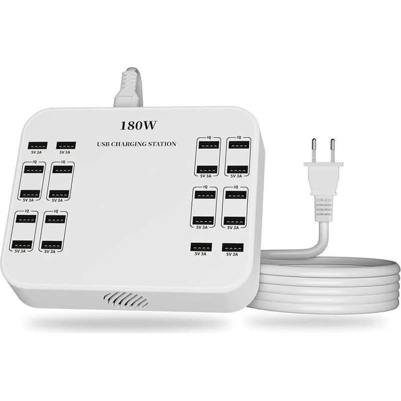 Usb-schnellladegerät, Tragbare Ladestation Mit 20 Anschlüssen, Geeignet Für Verschiedene Geräte, Kompatibel Mit Iphone, Ipad, Samsung, Google, Xiaomi, Huawei Usb-ladegeräten Und (weiß, Eu)