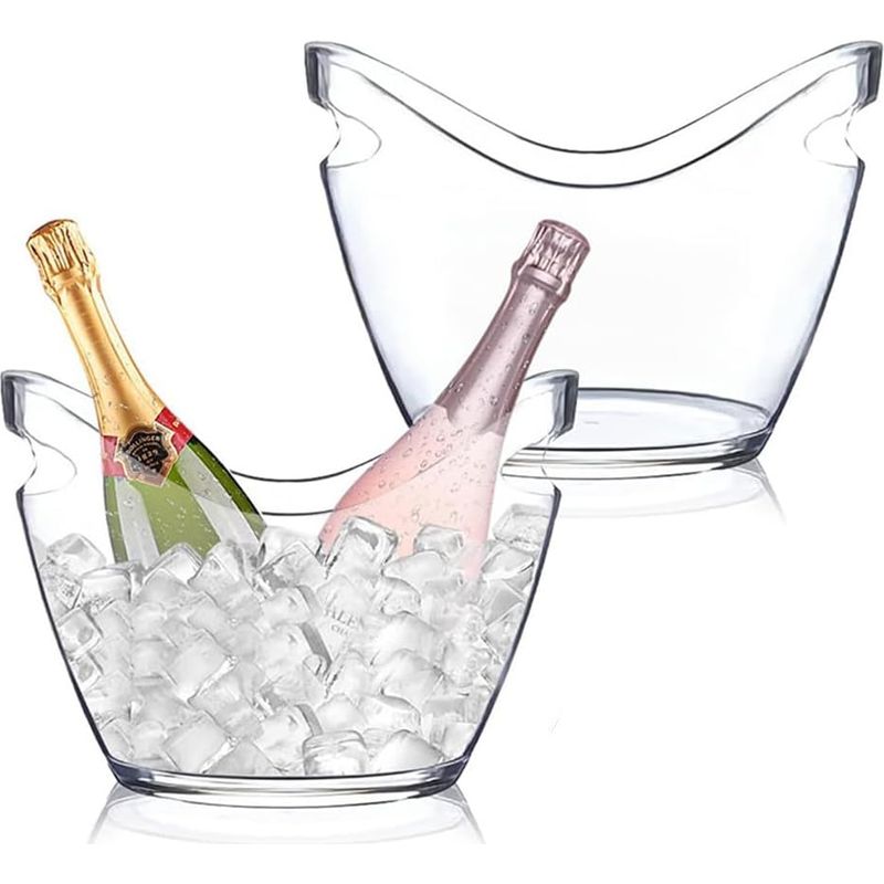 Set Mit 2 Durchsichtigen Eisbehältern Aus Kunststoff, Je 4 Liter, Für Wein, Bier, Bar, Champagner, Cocktails, Bier