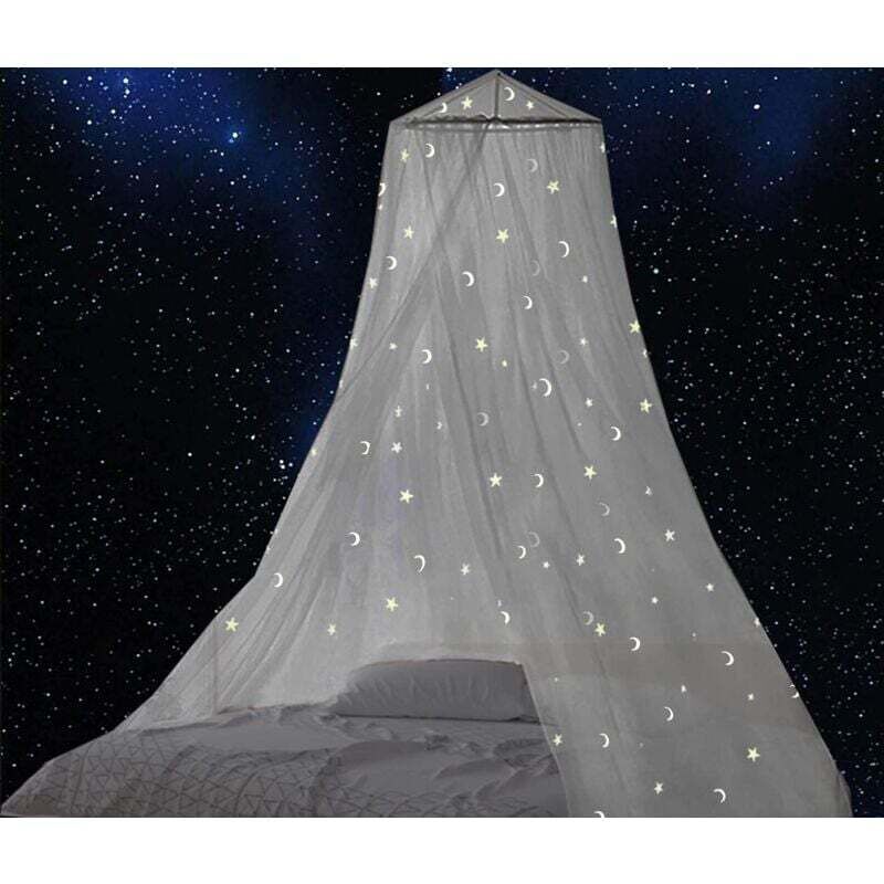 Ulisem Moskitonetz Für Doppelbett, Phosphoreszierender Sternen- Und Mondhimmel, Insektenschutz Für Babybett, Kinderbett, Schlafzimmer