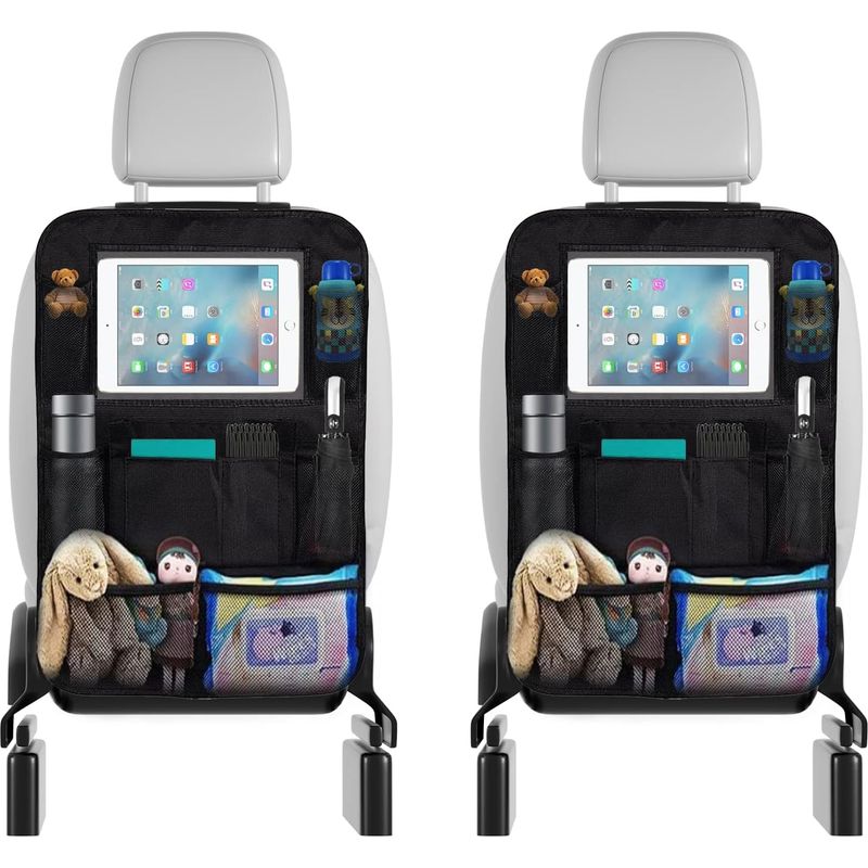 Lablanc – Kinder-auto-organizer, 2-teiliger Kinder-auto-rückenlehnenschutz Mit 10-zoll-ipad-fach, Autositzschutz Mit 10 Fächern
