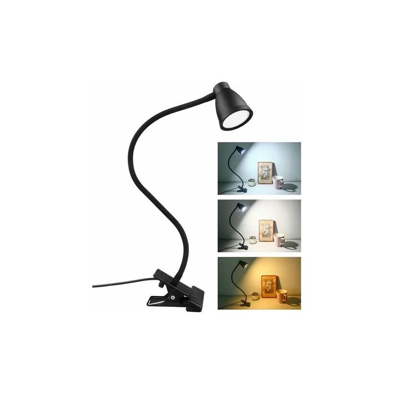 Lablanc – Led-klemmleuchte Für Den Schreibtisch, 3 Einstellbare Helligkeitsfarben, Usb-klemmleuchte Für Den Nachttisch, 360° Flexible Leselampe Mit Augenschutz Zum Lernen Und Arbeiten