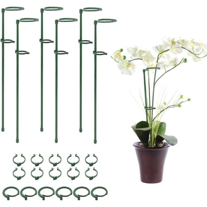 6 Stück Pflanzenkäfig-stützringe Mit Befestigungsschlaufe Für Pflanzen, Blumen, Orchideen, Pfingstrosen, Rosen, Pflanzenstützpfähle, Gartenstäbe, Pflanzenstäbe, Blumenstäbe Mit Einem Stiel