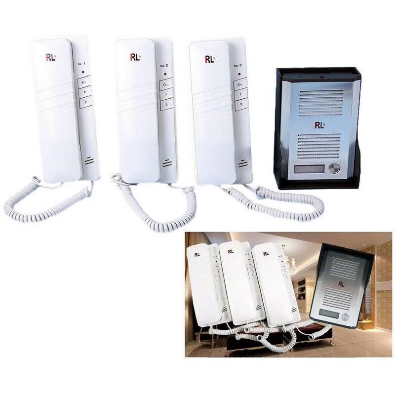 4-adriges Gegensprechanlagen-set Mit 3 Handgeräten – 220-v-netzteil – Für Privathaushalte Und Büros – Einfache Installation Dank Beiliegendem Schaltplan