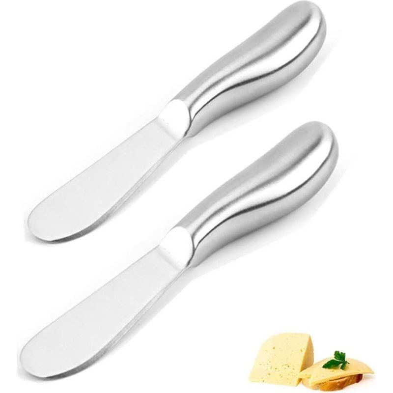 Lablanc - Butter- Und Käsestreichmesser Aus Edelstahl Mit Ergonomischen Griffen, 2 Stück, 14 X 2 Cm (silber-2)