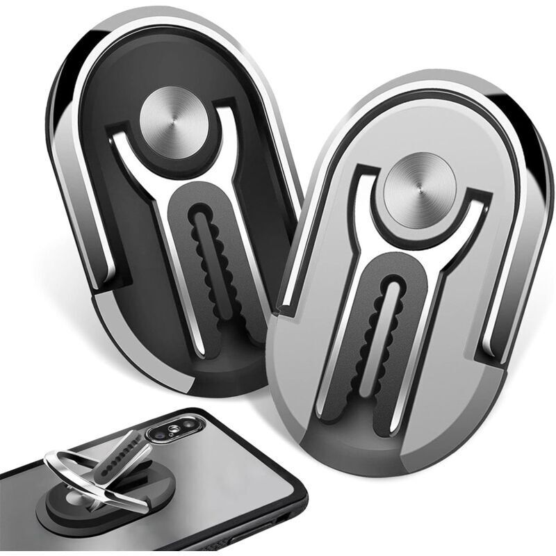 Set Mit 2 Ulisem Autotelefonhaltern, 360° Drehbarer Multifunktionsring, Verwendbar Am Lüftungsschlitz (schwarz Und Silber)