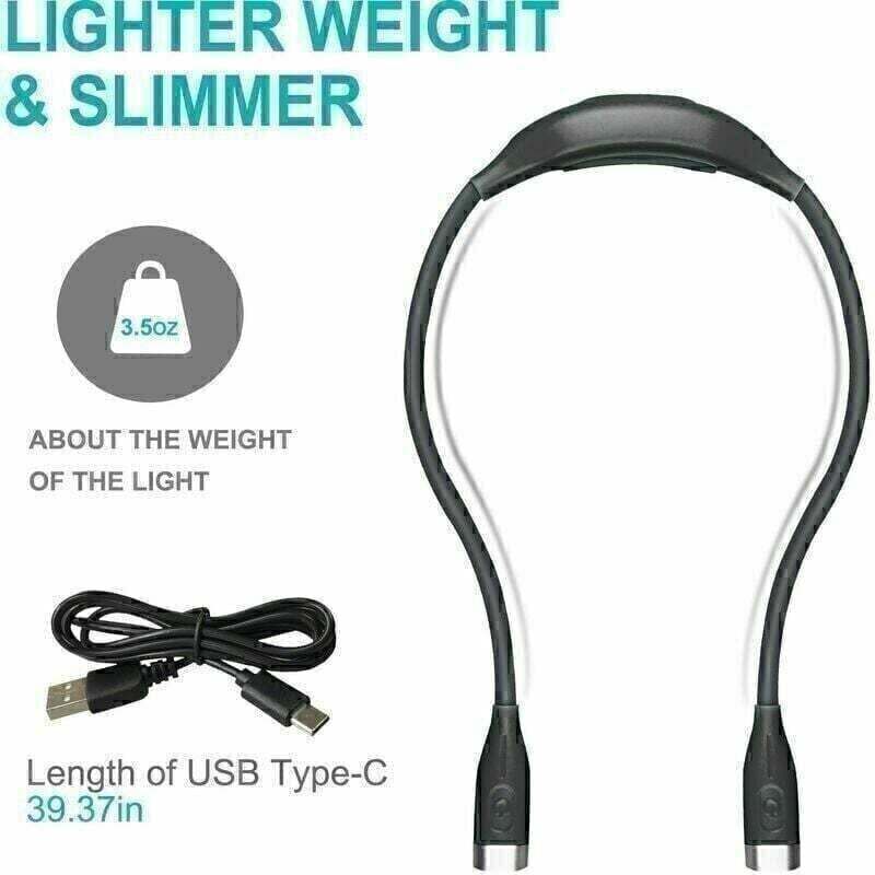 Nackenleselampe – Wiederaufladbare Nachttischlampe – 3 Farben Und 3 Helligkeitsstufen, 360° Faltbar, Usb-led-leseleuchte – Ideal Für Reisen, Stricken Und Camping