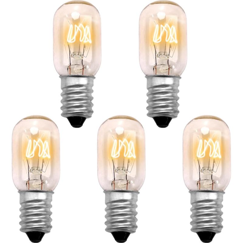 5 X 15-w-e14-kühlschranklampen, Dimmbar, Warmweiß, Salzkristalllampe, Dunstabzugshaubenlampe, 2700 K, 300°-lampe Für Backofen, Nähmaschine, Mikrowelle Und Kühlschrank