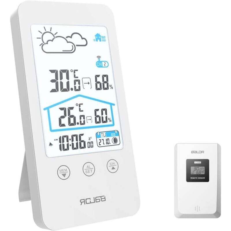 Drahtlose Wetterstation Mit Außensensor, Thermometer Und Hygrometer Für Den Innen- Und Außenbereich. Farb-lcd-display, Kalender, Wettervorhersage, Umschaltmöglichkeit Zwischen °c Und °f, Temperatur- U