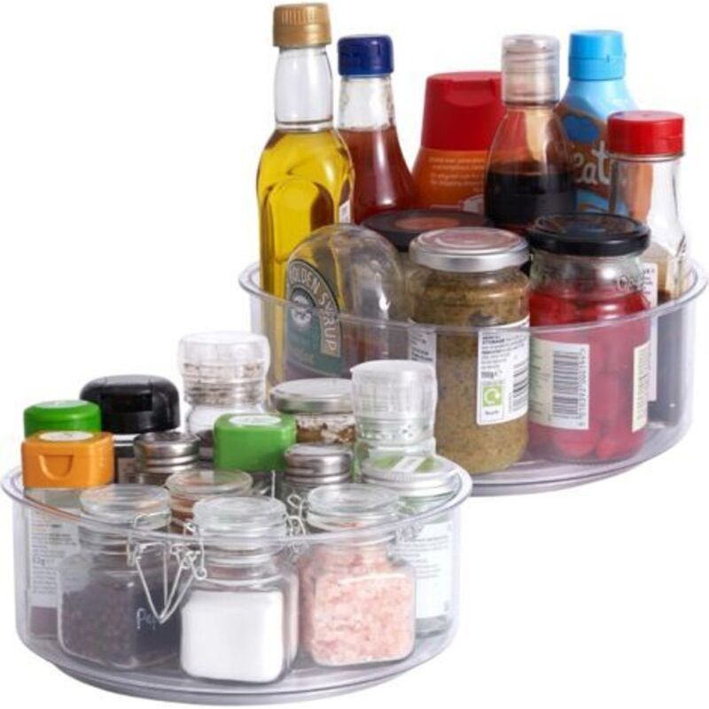 Transparente, Drehbare Tabletts, 360° (23 Cm) – Tiefer Rand – Organizer Und Aufbewahrung, Küche, Gewürze & Soßen, Schrank, Kosmetik, Kühlschrank & Badezimmer