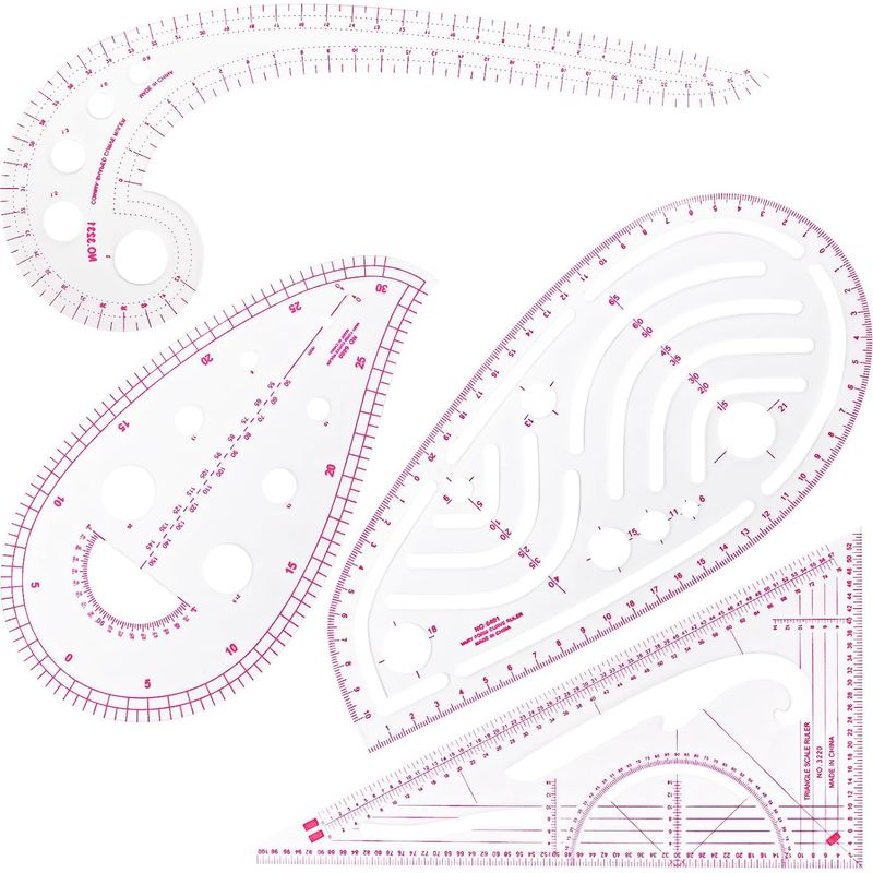 Lablanc – Nählineal, 4-teiliges Set Mit Papageienmotiv, Bekleidungslineal, Nähmaßzeichnung Aus Kunststoff, Diy-nählineal-set, Gebogene Nähwerkzeuge, Transparente Nählineale