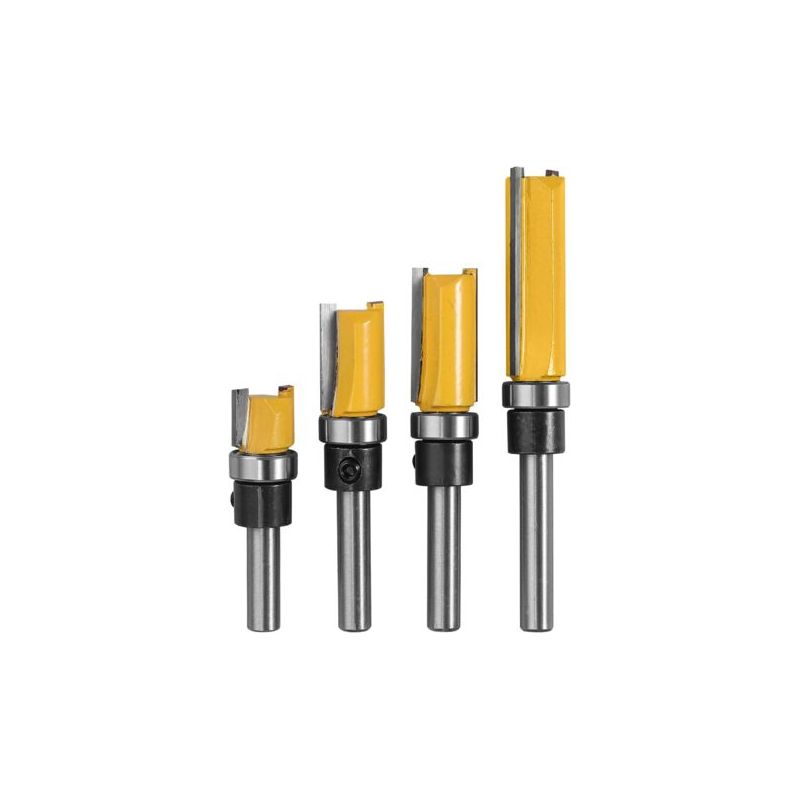Lablanc - 4 Stück 1/4" Holzfräser, Kopierfräser (4 Größen) Aus Hochwertigem Legiertem Stahl, Klingen 10 Mm, 20 Mm, 25 Mm, 38 Mm Für Massivholz, Spanplatten, Mdf Usw.