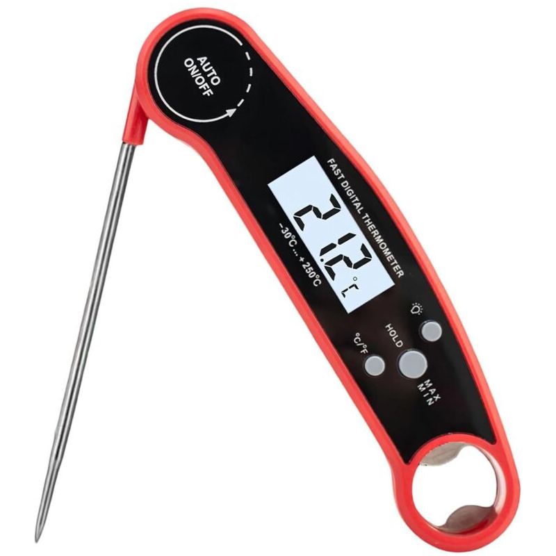 Küchenthermometer – Kochthermometer, Fleischthermometer, Grill- Und Lebensmittelthermometer – Klares Lcd-display – Automatische Ein-/ausschaltfunktion – Rot