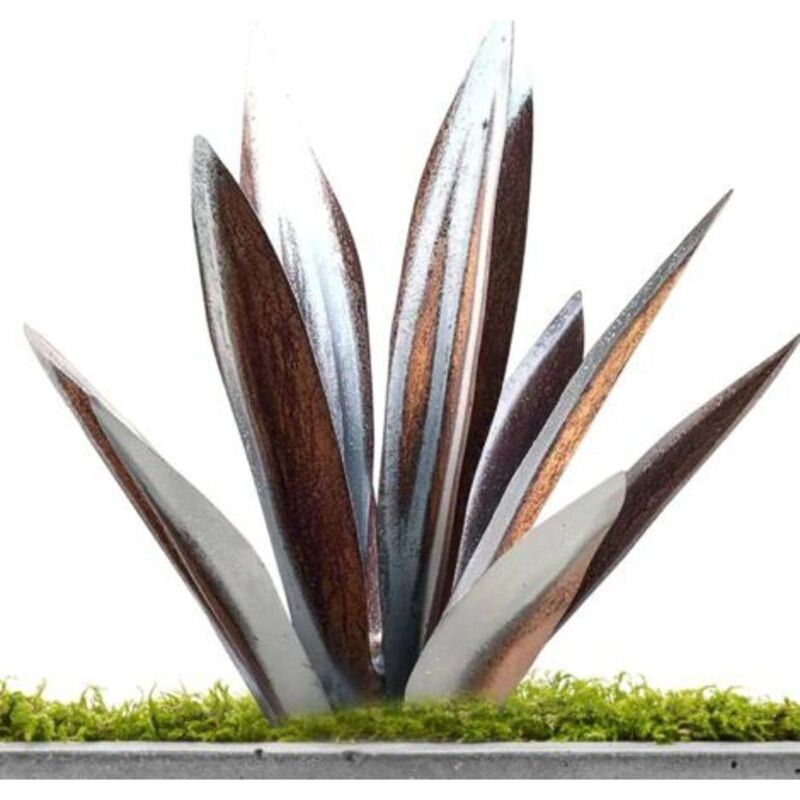 Lablanc – Rustikale Tequila-skulptur – Kunstdekor-statue Für Zuhause, Garten, Rasen, Gartenstecker, Metall-agaven Für Den Außenbereich, 27 Cm, Silber
