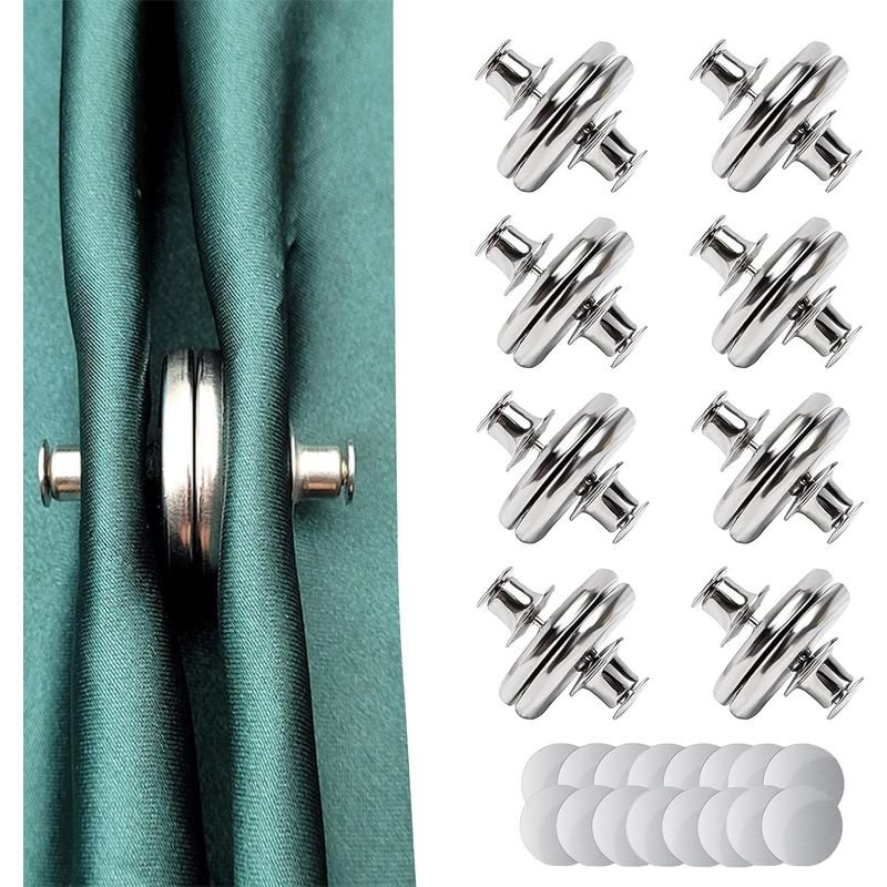 Lablanc - 8 Paar Vorhangmagnete, Vorhangknopfmagnete, Magnetische Vorhangbefestigungen Für Duschvorhänge, Vorhänge (silber)