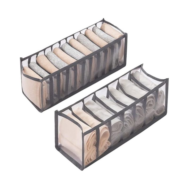 2-teiliger, Faltbarer Schubladenorganizer, Aufbewahrungsbox Für Socken, Unterwäsche, Babykleidung (grau)