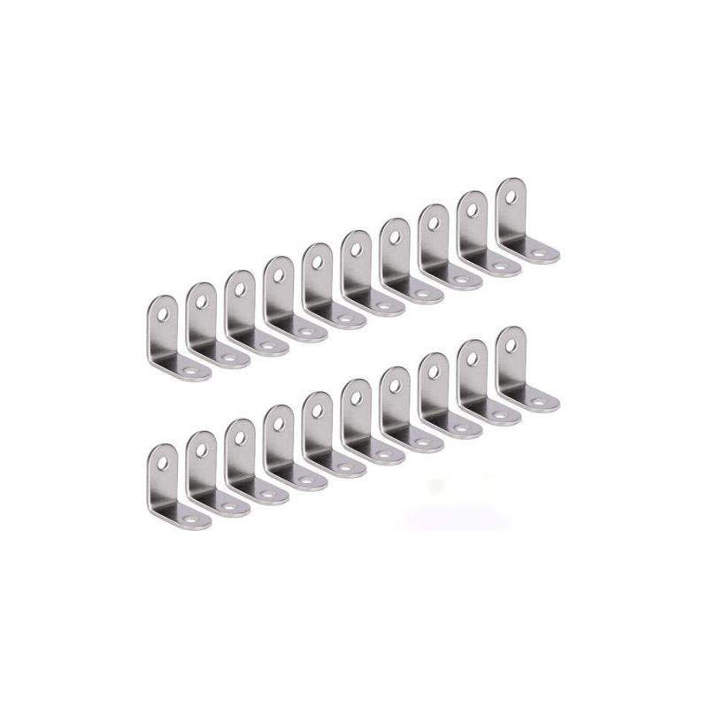 Lablanc – 20 Stück Rechtwinklige Edelstahl-eckverbinder, 90°-winkelverbinder, L-förmige Winkelhalterungen, Befestigungswinkel, Silberfarben, 30 X 30 X 16 Mm