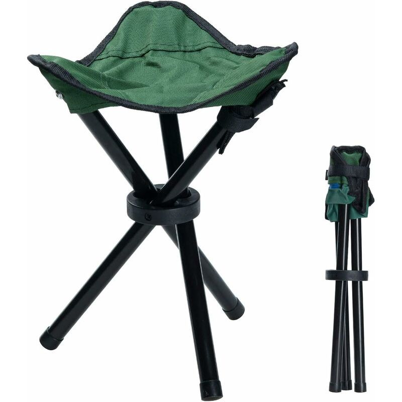 Tragbarer Und Faltbarer 3-beiniger Canvas-dreibeinhocker Zum Wandern, Campen, Angeln, Picknicken, Strand, Grillen, Reisen, Garten (grün)