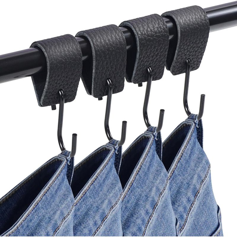 4-teiliges S-haken-set Aus Leder, Haken Aus Edelstahl 304, Haken Zum Aufhängen Von Handtüchern Und Kleidung, S-haken Für Küche, Bad Und Garten