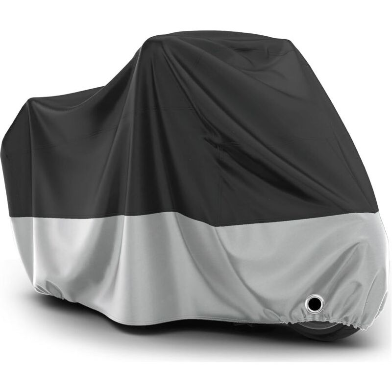 Lablanc – Wasserdichte Motorradabdeckung Für Den Außenbereich, Xxxl Oxford-gewebe, Staubdicht, Uv-schutz, Mit Vorhängeschlossöse Und Windfester Schnalle, 265 X 105 X 125 Cm, Schwarz Und Silber