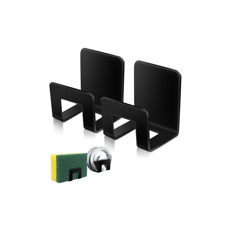 Lablanc – 2er-pack Schwammhalter Für Die Küchenspüle, Premium-edelstahl Sus304, Wasserdicht, Schnelltrocknend, Mit Starker Klebefläche – Schwarz