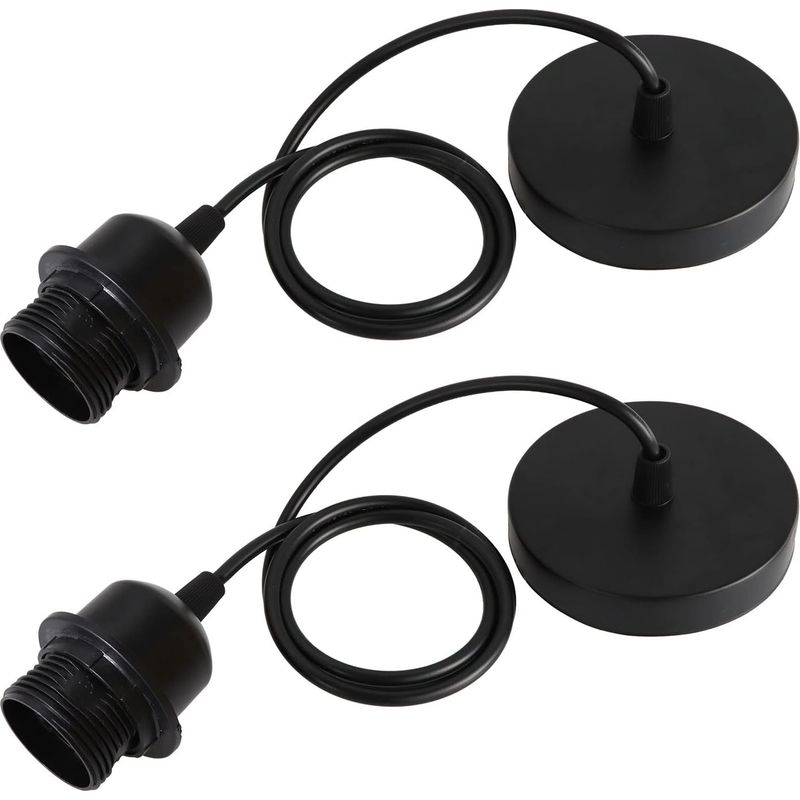 2 Stück E27 Kabel-pendelleuchte Mit 100 Cm Kabel Und E27 Fassung Für Bars, Cafés, Bekleidungsgeschäfte Und Hotels (schwarz)