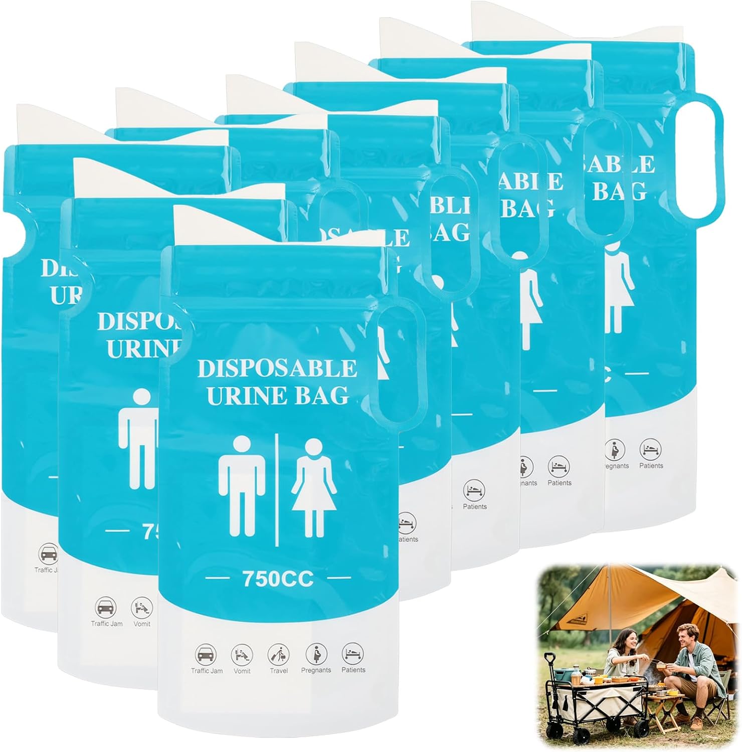 Einweg-urinbeutel 750 Ml, Tragbare Urinale Mit Griff, Multifunktionale, Auslaufsichere Beutel Für Erwachsene Und Kinder, Ideal Für Reisen, Camping, Staus Und Reiseübelkeit