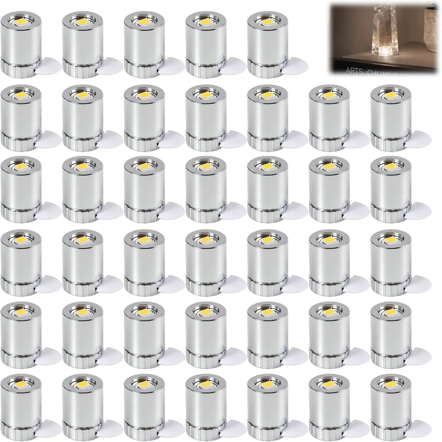 40 Mini-led-lichter, Led-lampen Mit Eingebautem Akku, Mikrolichter Für Diy-projekte, Miniaturen, Vitrinen, Puppenhäuser, Deko-accessoires, Kreative Projekte, Warmes Licht, Inklusive Klebstoff