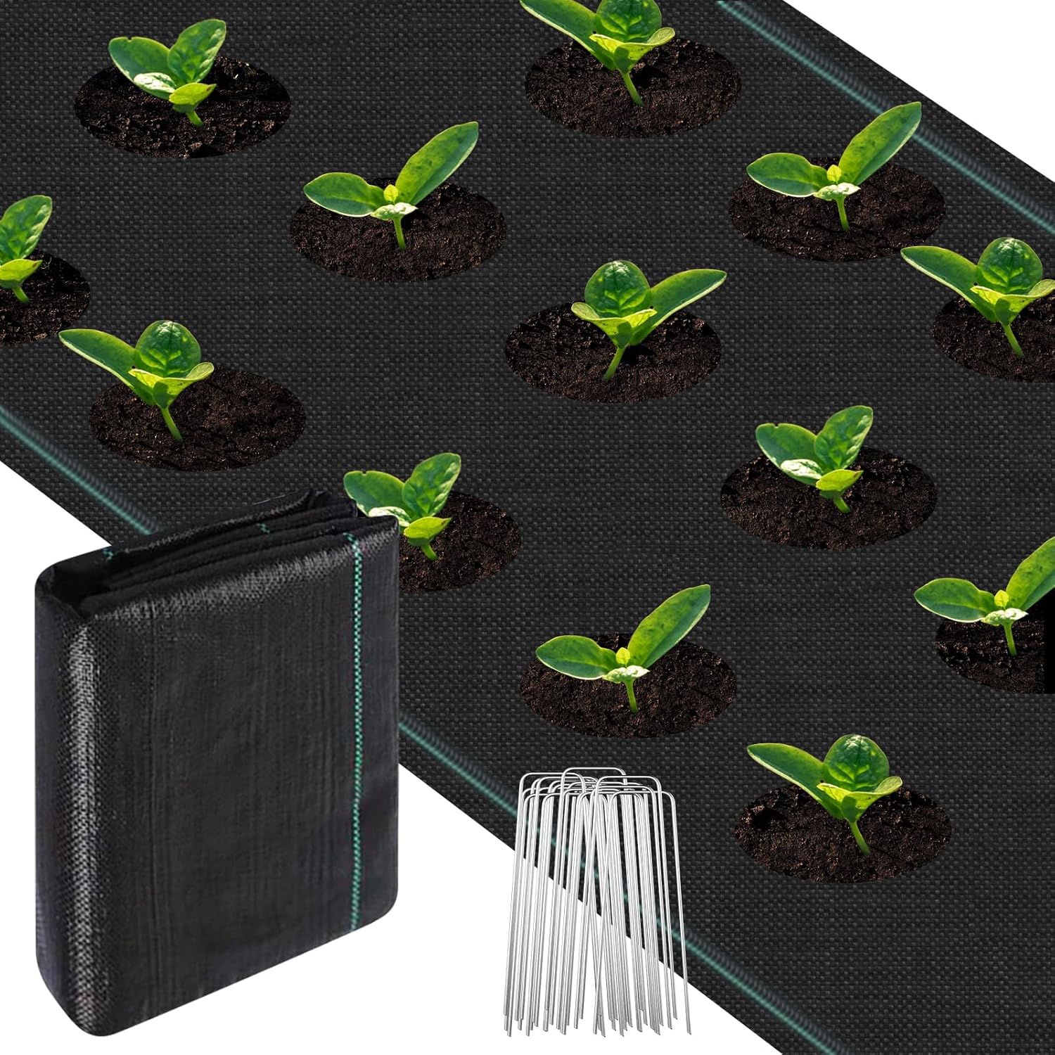 X 3 M Mulchvlies Mit 20 Heringen Zur Unkrautbekämpfung, Atmungsaktives Unkrautvlies Für Terrasse, Garten Und Landschaftsgestaltung