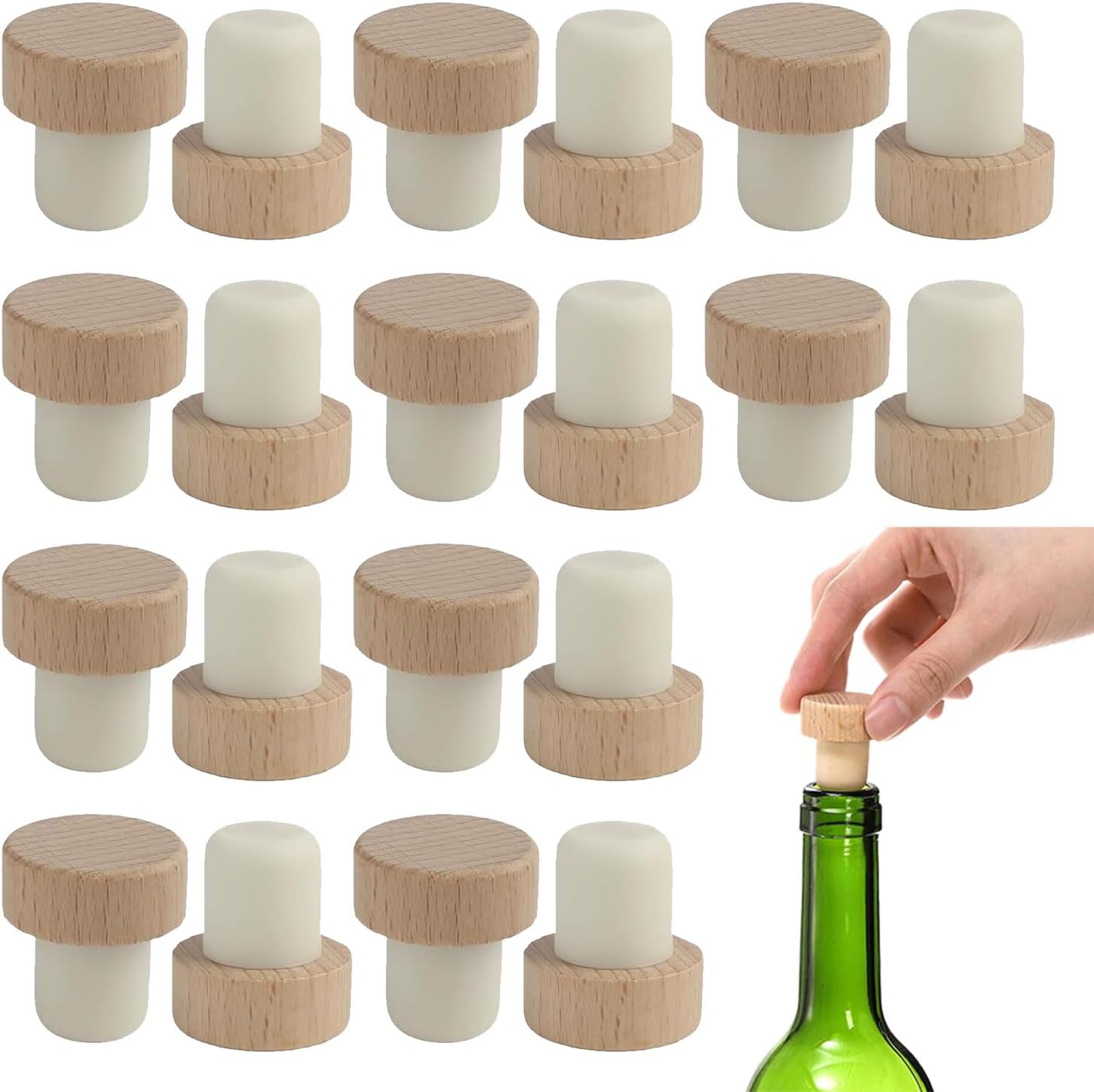 20 Stück Korken, Flaschenverschlüsse Aus Holz, T-förmige Weinflaschenverschlüsse, T-griff-verschlüsse Für Wein- Und Bierflaschen