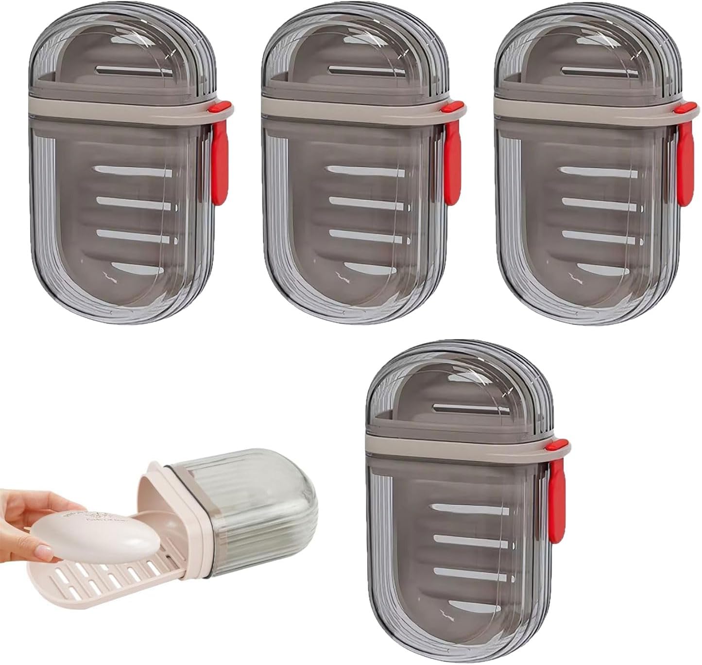 4-teiliges Reise-seifenschalen-set Mit Deckel, Seifenbox, Tragbarer Seifenhalter, Auslaufsicherer Und Wasserdichter Seifenbehälter Für Reisen, Badezimmer, Camping Und Outdoor-aktivitäten