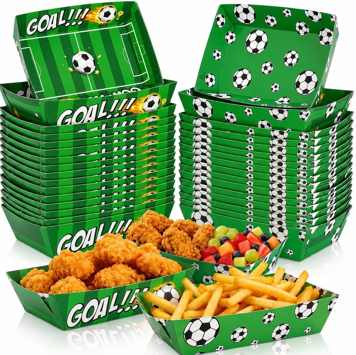 Hengbird Fußballparty-pappteller, 24 Stabile Snackschalen Für Pommes, Chips, Hotdogs Und Currywurst, Praktische Dekoration Für Public Viewings, Fußballpartys Und Sportveranstaltungen