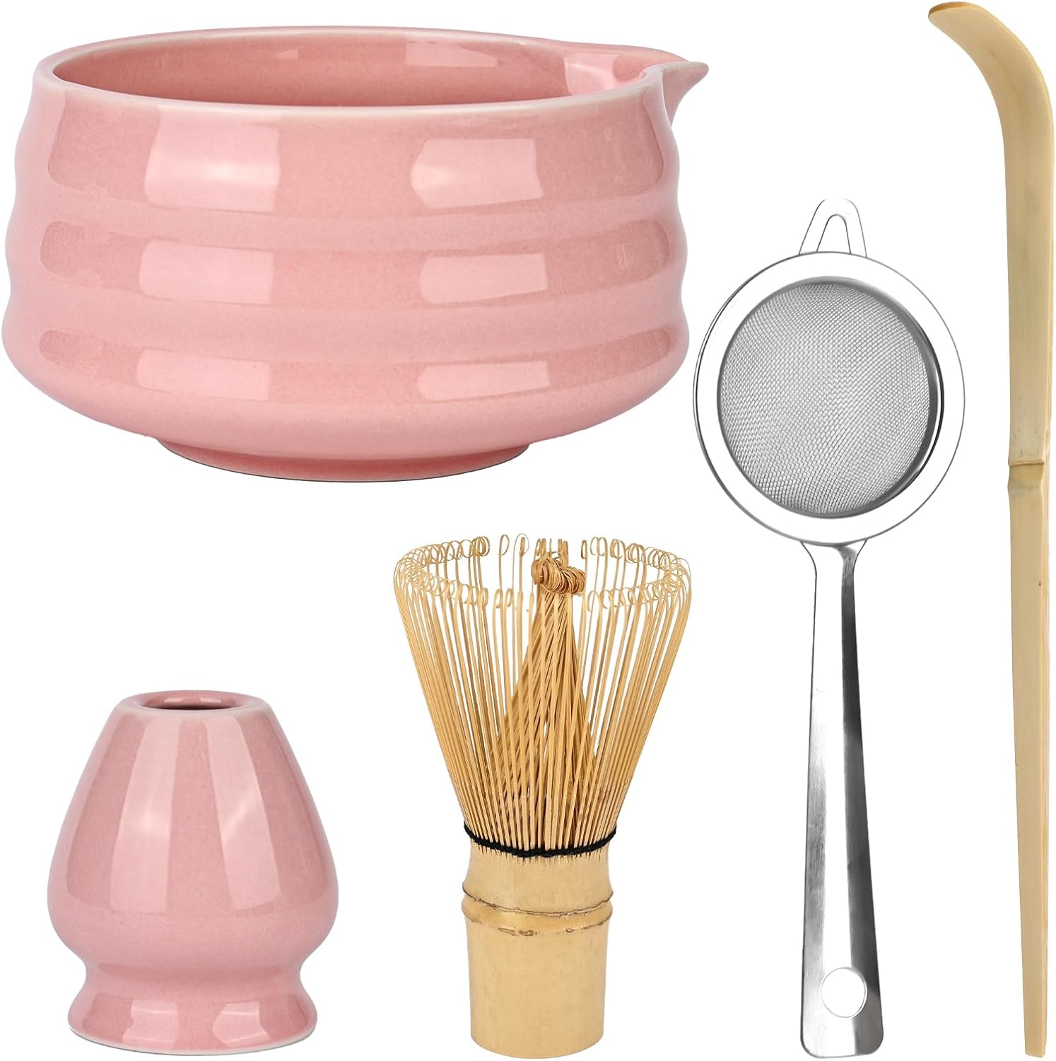 5-teiliges Matcha-schalen-set – Rosa – Traditionelles Japanisches Teeservice – Keramikschale – Matcha-schale – Zeremonie – Keramik Fürs Büro – Teeraum