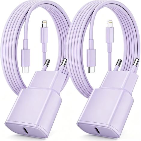 Schnellladegerät Für Iphone, 2er-pack Pd 3.0 Usb-c-stecker Mit 2 M Lightning-kabel Für Iphone 14/14 Pro/13/13 Mini/13 Pro/13 Pro Max/12/12 Pro/12 Pro Max/11/11 Pro/11 Pro Max (lila)