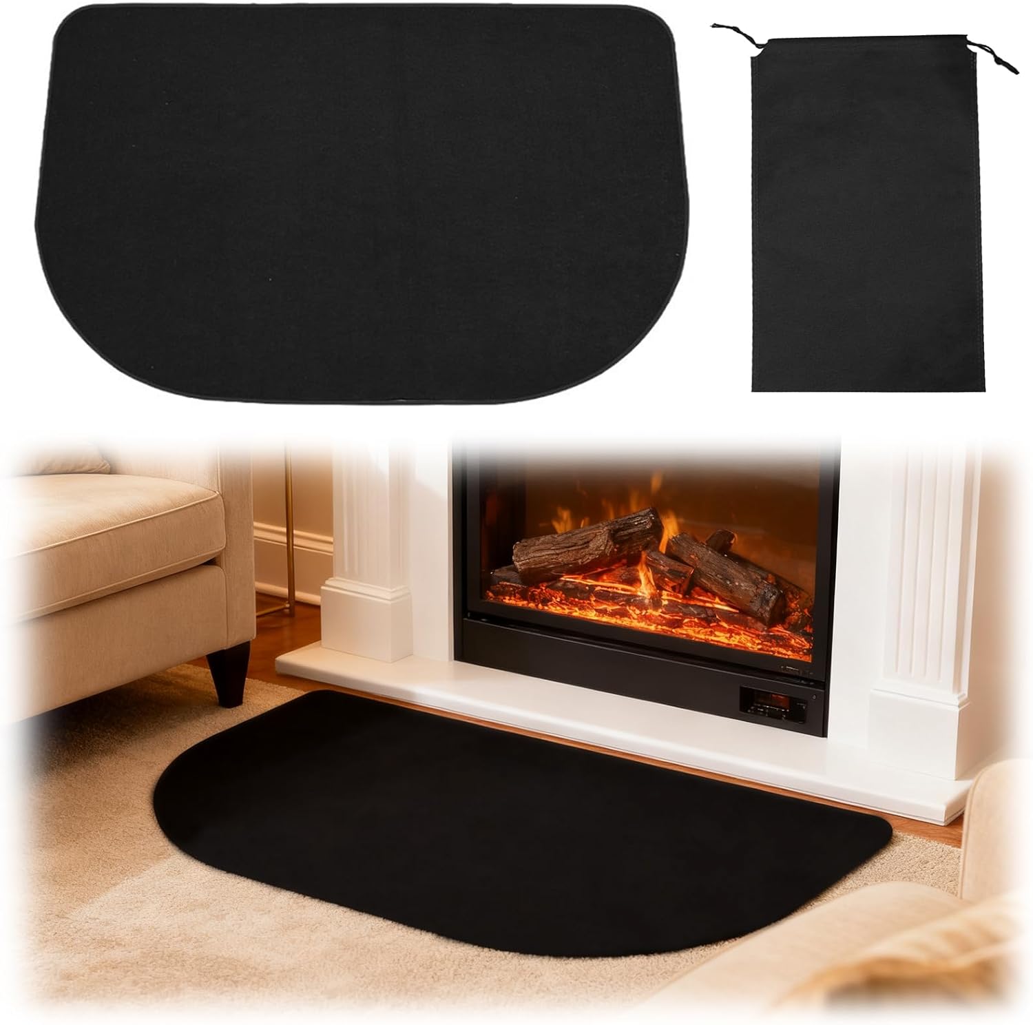 Ofenschutzplatte 60 X 40 Cm, Kaminmatte, Feuerschutzmatte Für Ofen Und Kamin, Funkenschutzmatte Für Grill, Garten, Inklusive Aufbewahrungstasche