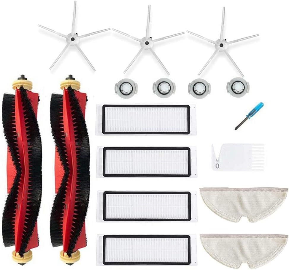 Ersatzteilset Für Xiaomi Roborock S6 S60 S65 S5 Max T6 Staubsauger, Inklusive 2 Walzenbürsten, 3 Seitenbürsten, 4 Hepa-filtern Und 2 Original-wischtüchern
