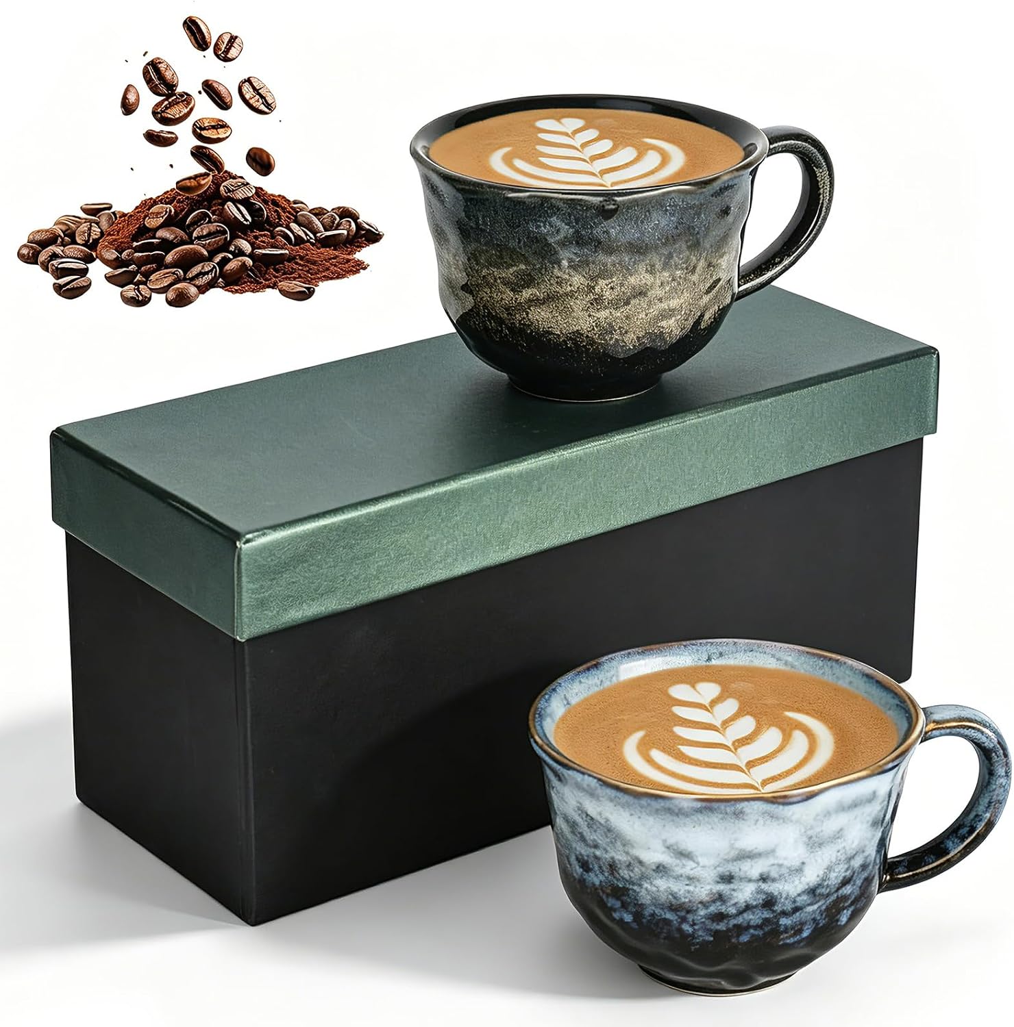 Cappuccino-tassen-set, 2er-set, Dickwandige Cappuccino-tassen Mit Henkel, 265 Ml, Geschenkverpackung, Spülmaschinenfest, Für Kaffee, Tee, Latte Macchiato