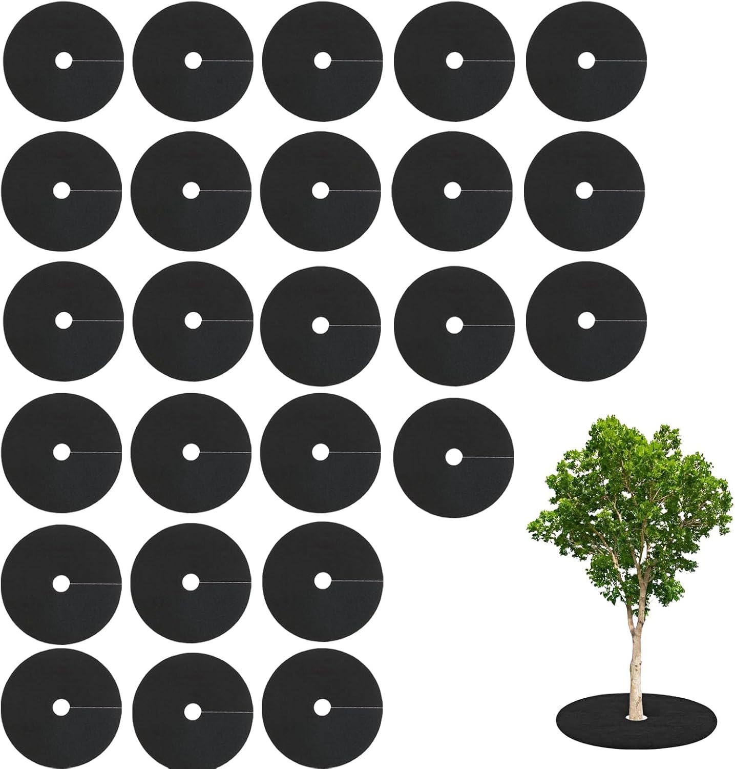 Packung Mit 25 Kohlpflanzenmanschetten – Runde Mulchringe Mit 15 Cm Durchmesser, Filzgewebe Hält Schnecken Und Nacktschnecken Fern, Barriere Gegen Fliegen Und