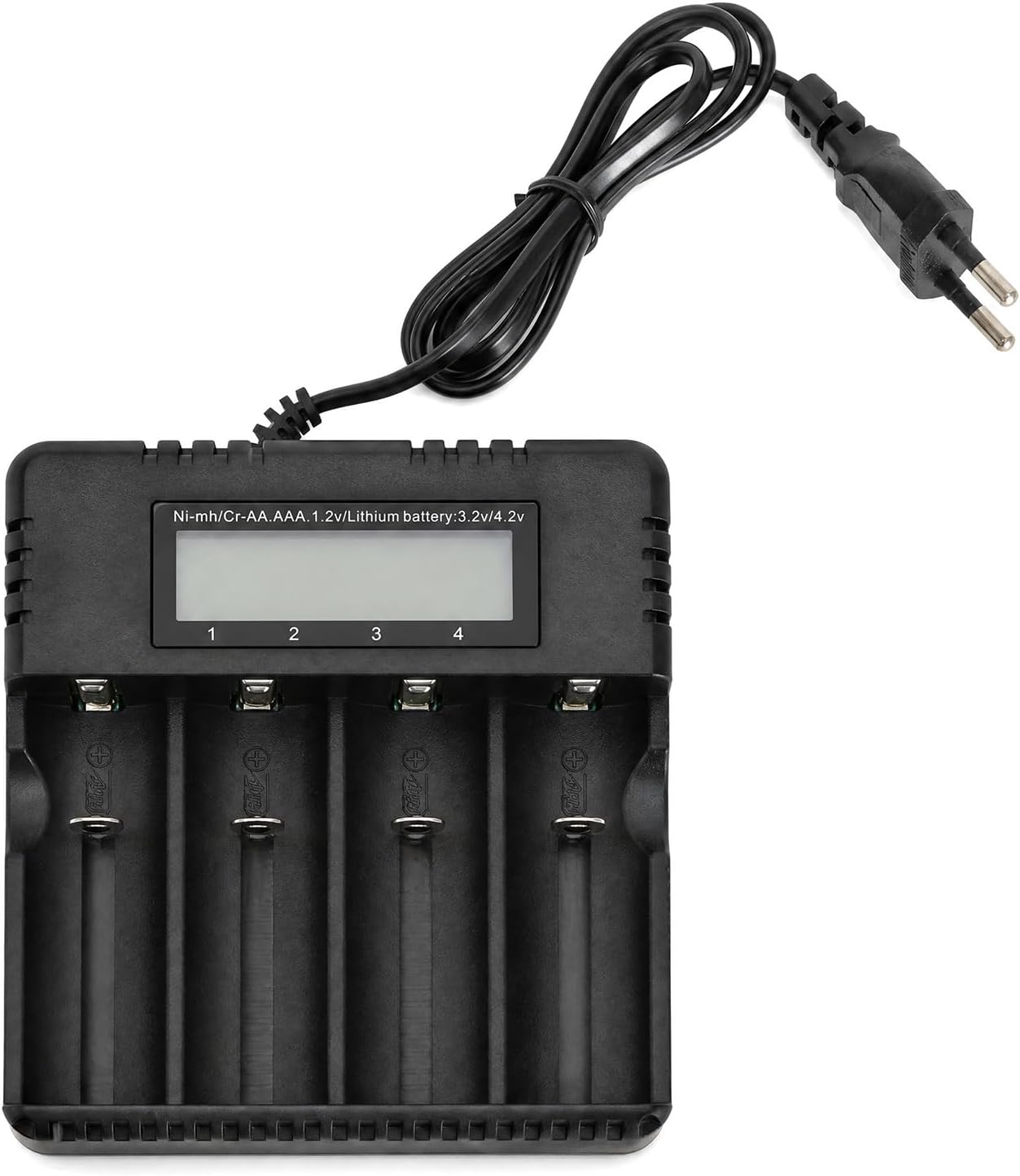 18650 Lcd-ladegerät Mit 4 Steckplätzen, Ladegerät Für 3,7-v-li-ionen-akkus (18650), Kompatibel Mit 14500-, 16340-, 26650- Und 26700-akkus, Mit Überlade- Und Kurzschlussschutz