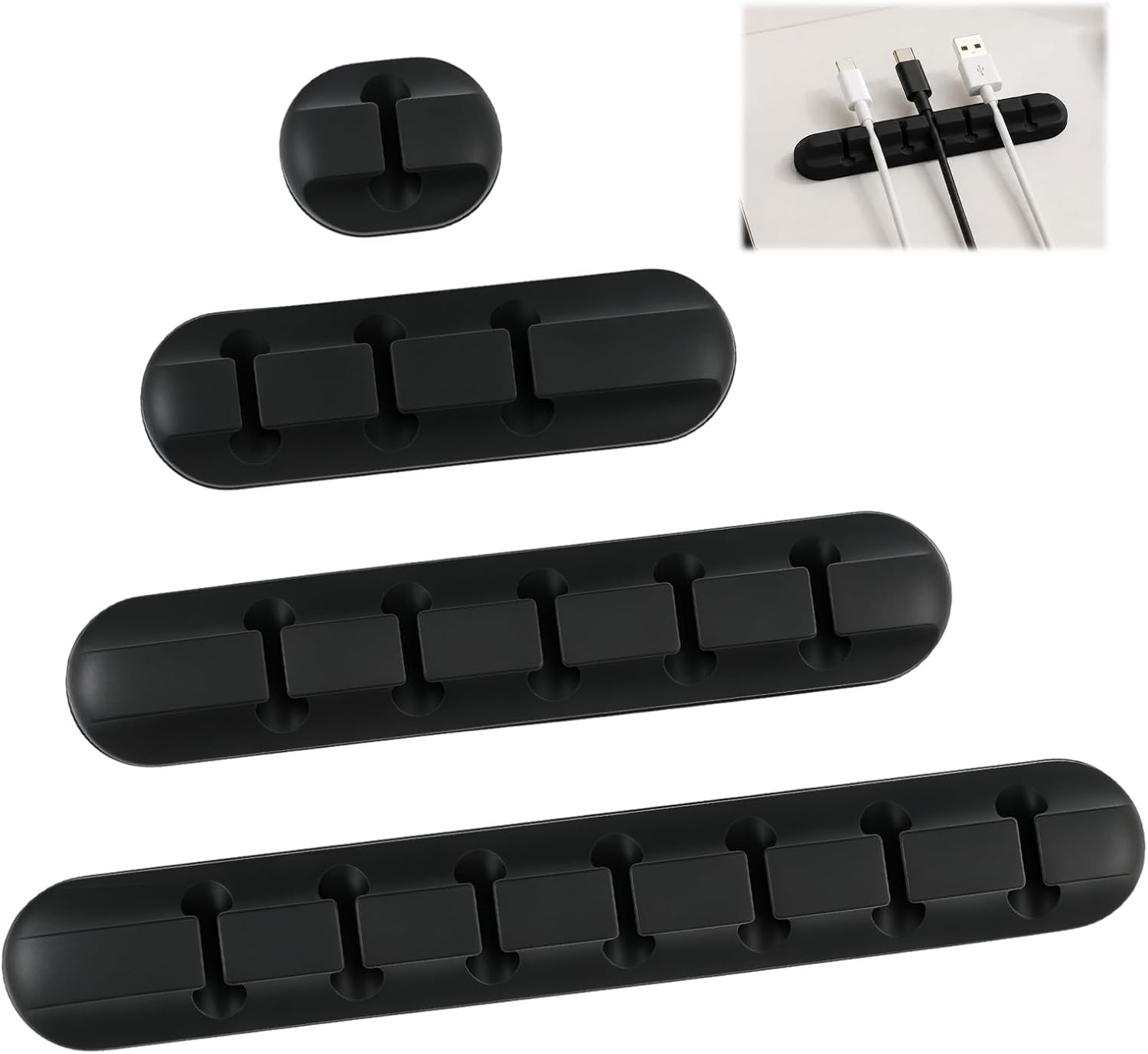 4er-set Kabelclips – Kabelmanagement Mit 1/3/5/7 Schlitzen – Ideal Für Usb-ladegeräte, Mäuse, Kopfhörer Und Pcs – Starke Haftung Auf Holz, Glas, Metall Und Kunststoff