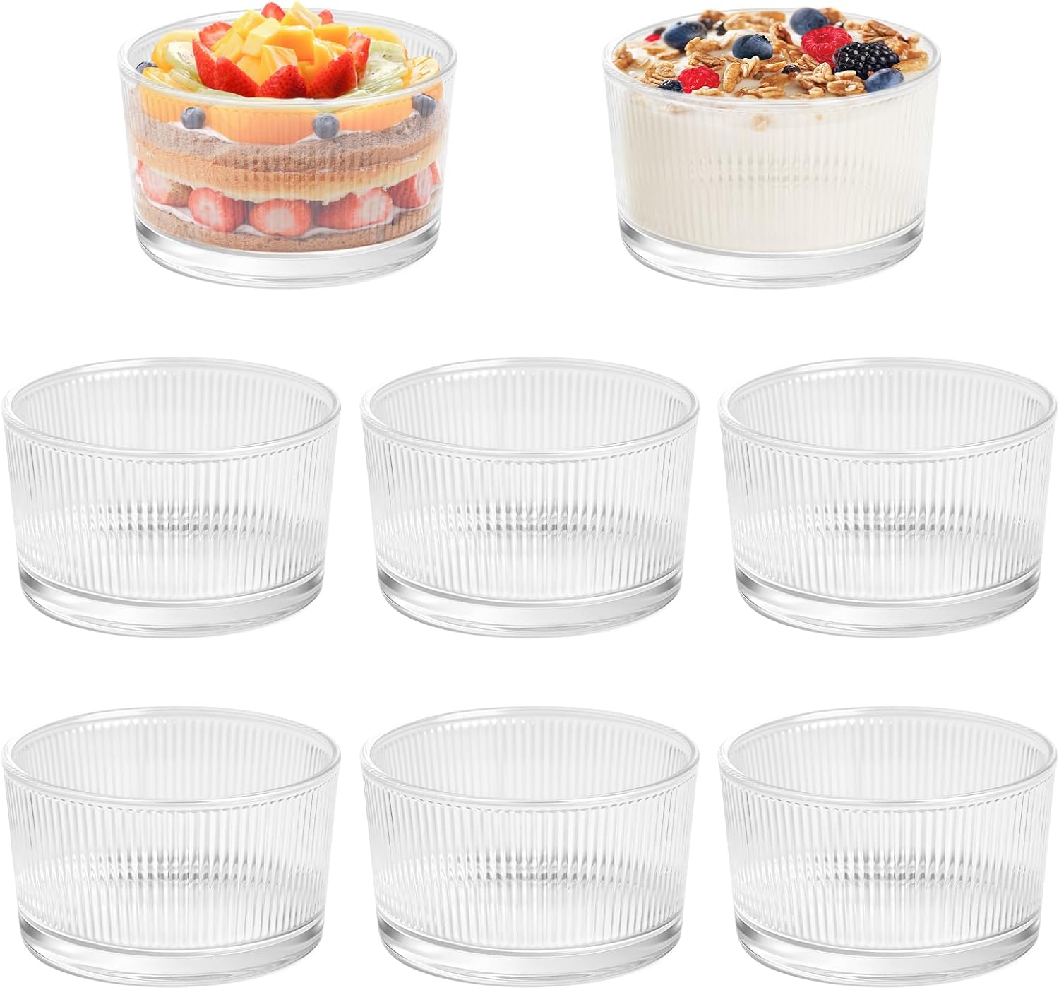 Set Mit 8 Dessertgläsern Aus Glas – 200 Ml – Spülmaschinenfest – Für Desserts, Tiramisu, Pudding, Salat, Joghurt Und Müsli