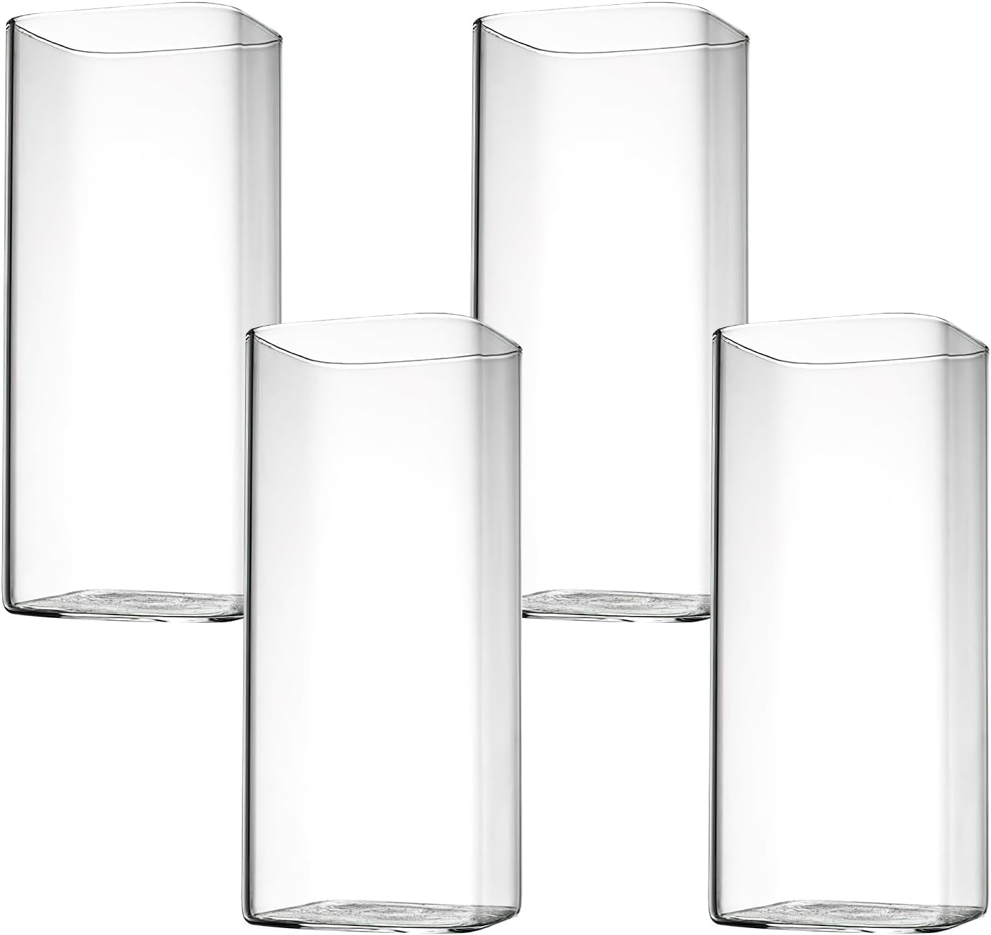 Hengbird Set Mit 4 Eleganten Quadratischen Longdrinkgläsern - 400 Ml Gläser Für Wasser, Saft, Bier, Getränke, Cocktails, Mojito Und Mixgetränke