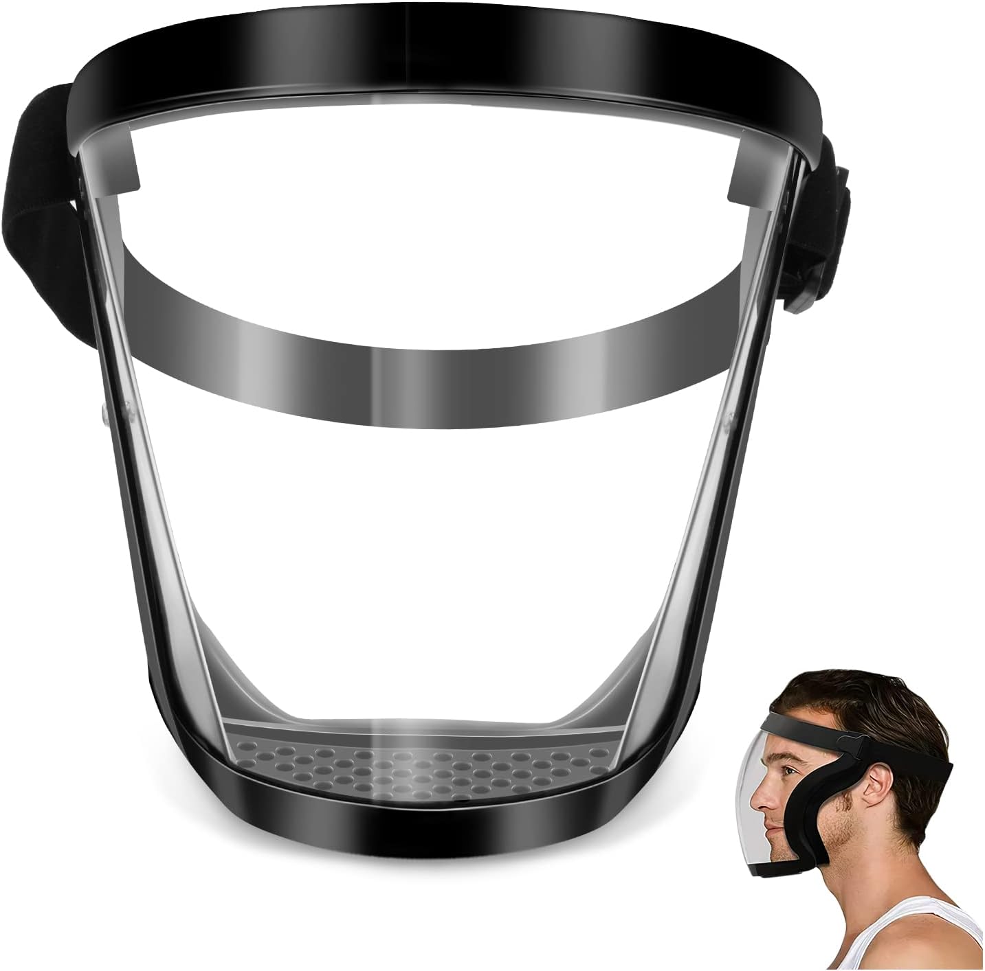 Klares Vollgesichtsvisier, Wiederverwendbar, Beschlagfrei, Hd-klare Gesichtsmaske, Verstellbarer Augenschutz