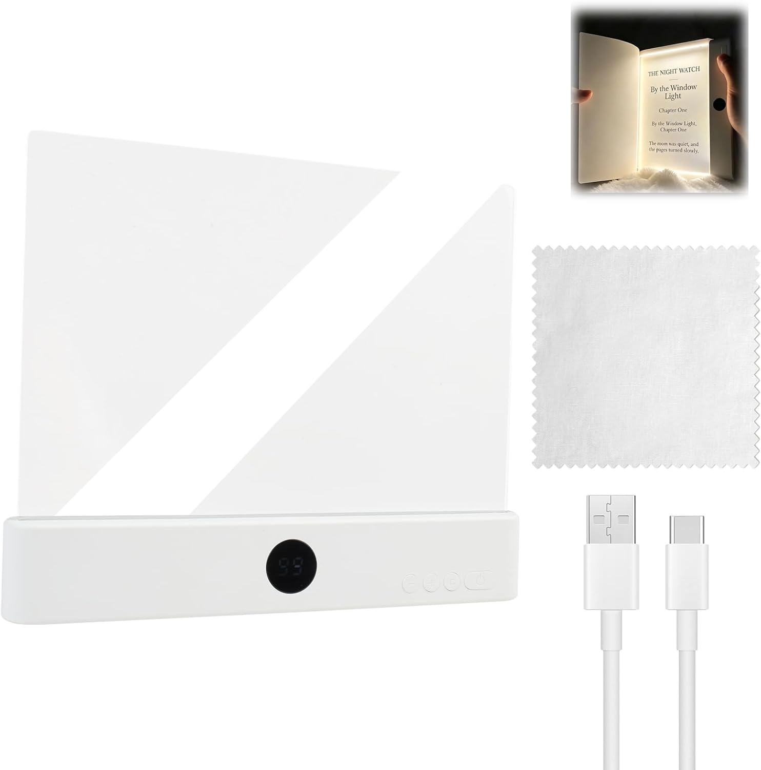 Wiederaufladbare Led-flachleselampe Mit Timer, Dreifarbigem Licht, Augenschutz, 1200-mah-akku, Hochohmigem Panel Zum Lesen Im Bett, Energiesparend