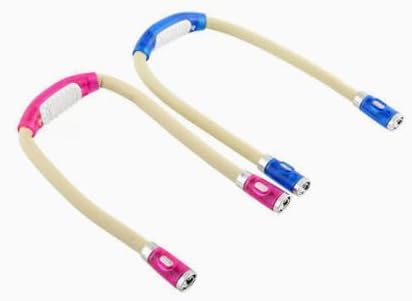 Wiederaufladbare, Pink-weiße Nackenleselampe Mit Usb-anschluss, 360° Drehbar, Faltbar, Freihändig Nutzbar, Led-leselampe, Ideal Zum Lesen Im Bett, Stricken, Reisen Und Campen, 4 Beleuchtungsmodi