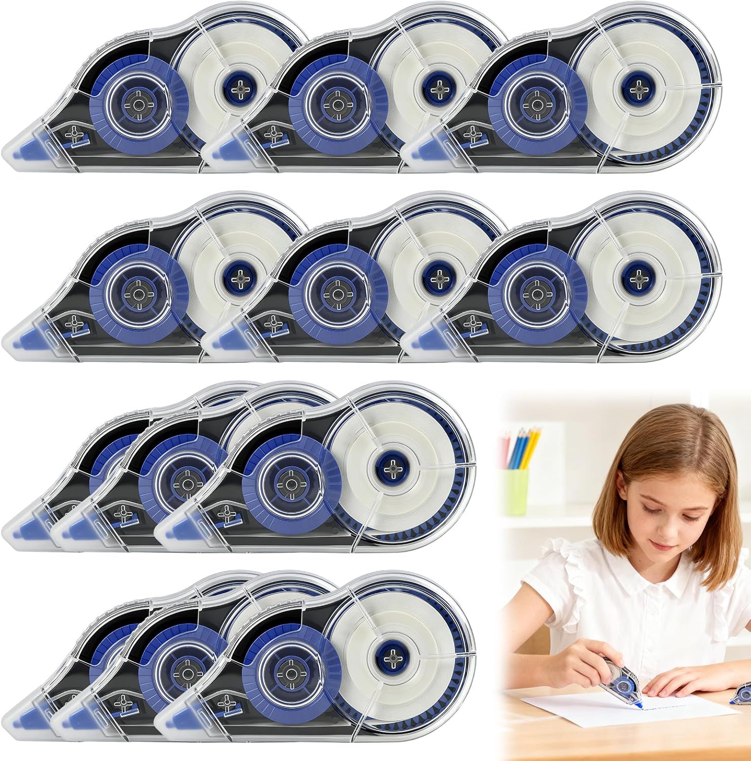 Packung Mit 12 Korrekturbandrollen (30 M X 5 Mm), Weiß, Im Bürodesign, Ungiftig Und Umweltfreundlich, Für Sanftes Schreiben, Ideal Für Schule, Büro, Schüler Und Bürobedarf.
