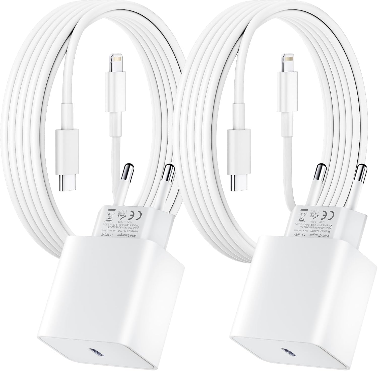 2er-pack Schnellladegerät Für Iphone, Pd Usb-c-netzstecker Mit 2 M Usb-c-auf-lightning-kabel Für Iphone 14/14 Pro/13/13 Pro/13 Pro Max/13 Mini