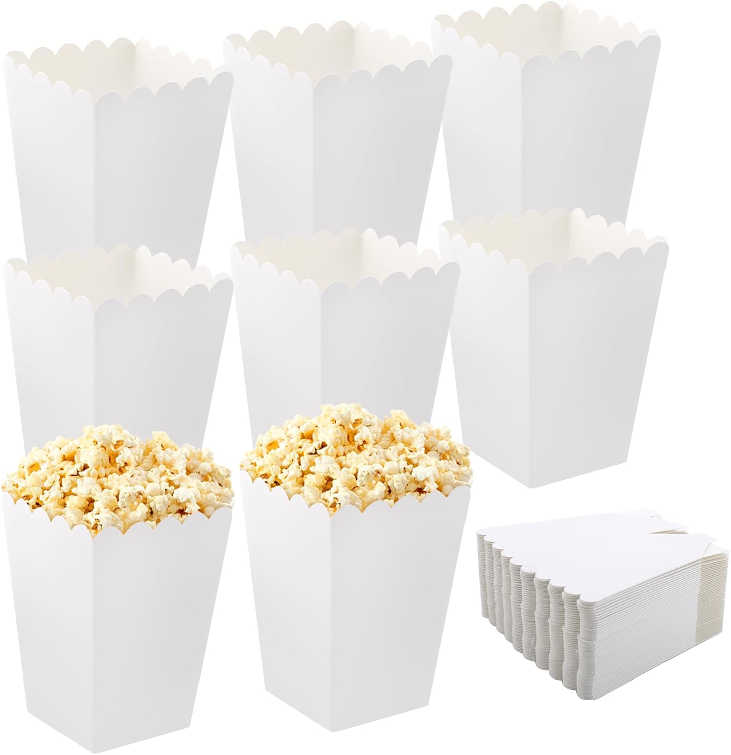 50 X Popcornboxen, Popcorn- Und Süßigkeitenboxen, Popcornbehälter Aus Pappe, Popcornboxen Aus Pappe Zur Präsentation Von Partysnacks, Süßigkeiten Und Popcorn In Kinos Und Theatern (weiß)