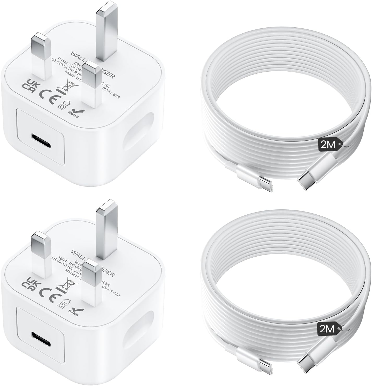 Iphone 17/16/15 Ladegerät, Usb-c Schnellladeadapter Mit 2 M Kabel (us Bc Auf C), 2er-pack, 25 W Pd-stecker Für Iphone 17/17 Air/16/15/15 Pro/pro Max, Ipad Pro/air/mini